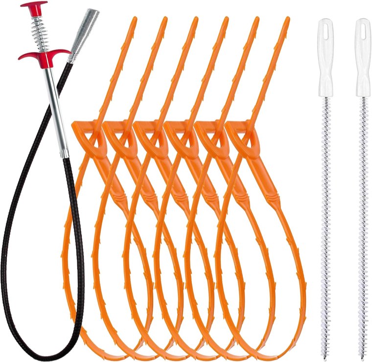 Drain Snake Hair Clog Remover Tool Set, 9 Pack
