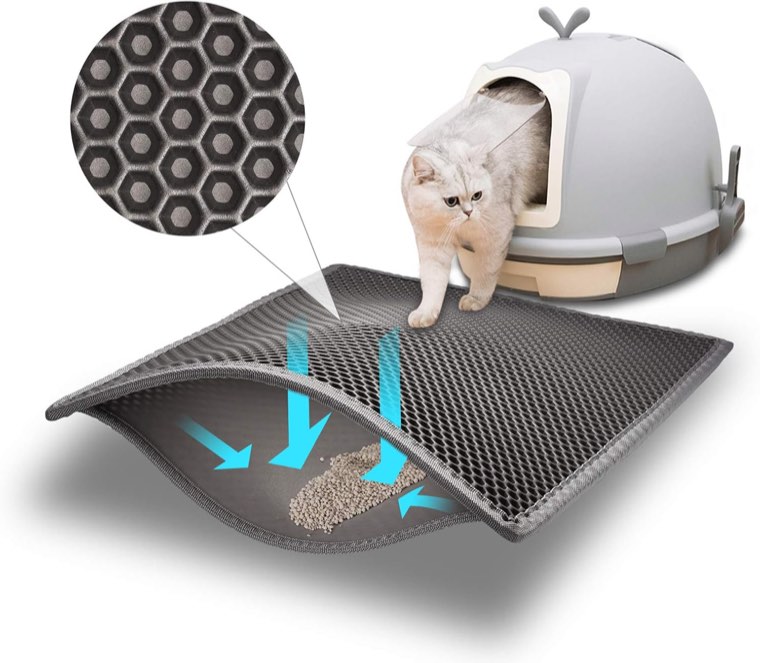 Pieviev Cat Litter Mat, Double-Layer Waterproof