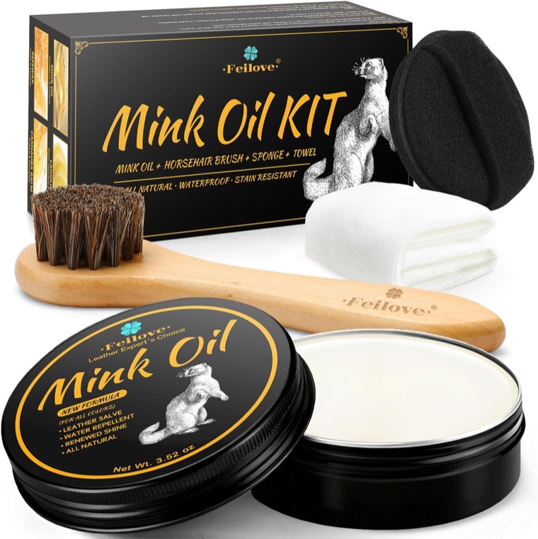 Feilove 4-in-1 Mink Oil Leather Conditioner & Cleaner, 3.52 oz