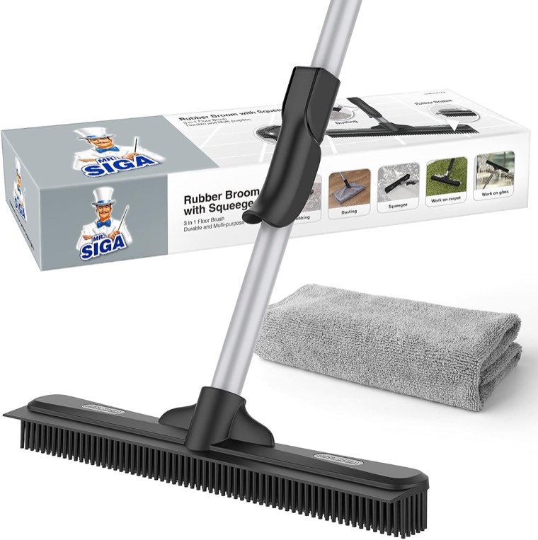 MR.SIGA Pet Hair Removal Rubber Broom