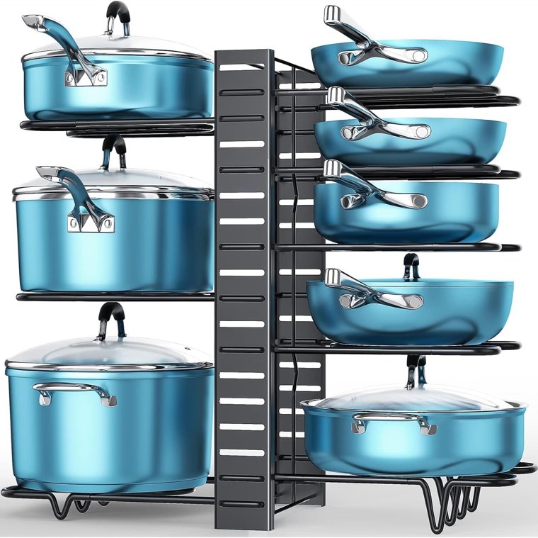 Pots and Pans Organizer Under Cabinet, 8-Tier
