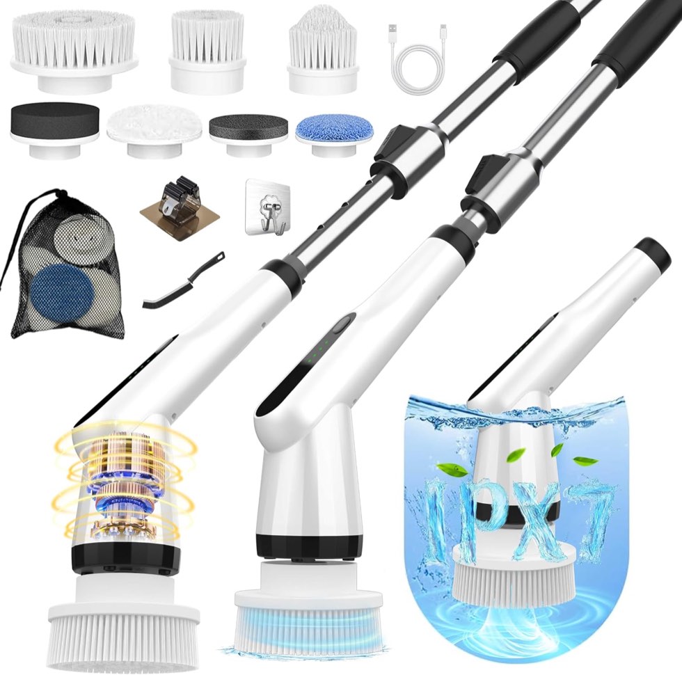 Dreazu Electric Spin Scrubber, Cordless, 7 Heads