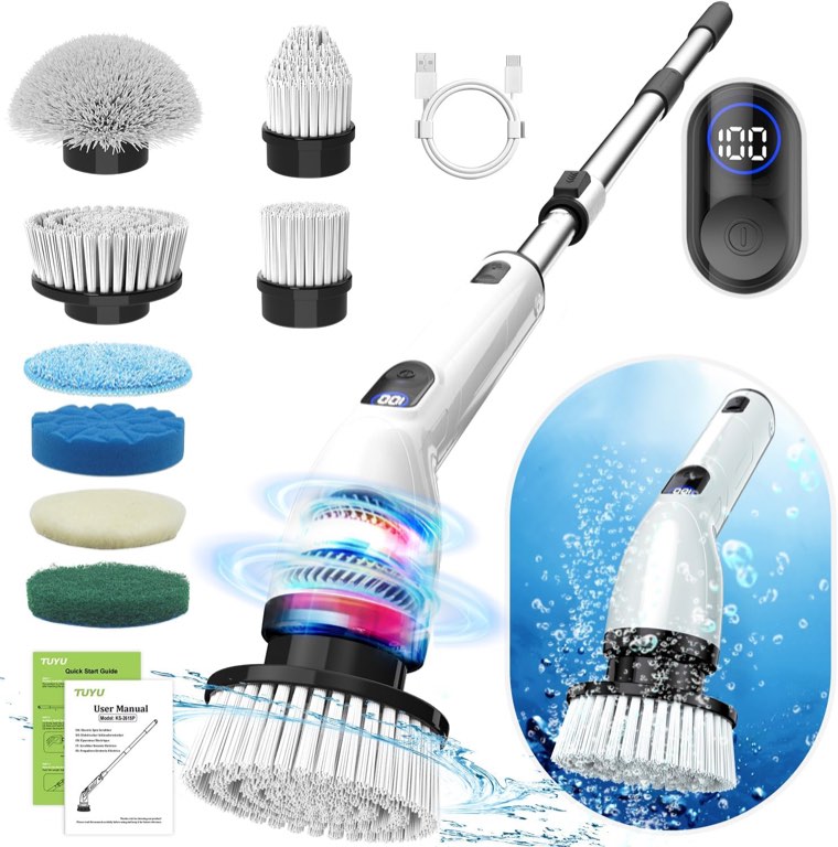 Electric Spin Scrubber, 8 Brush Heads, IPX7