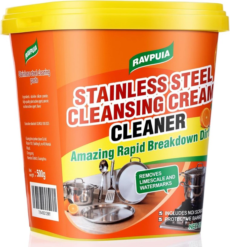 STAINLESS STEEL CLEANER & POLISH - Heavy Duty Cleaning Paste for Stove, Oven, 