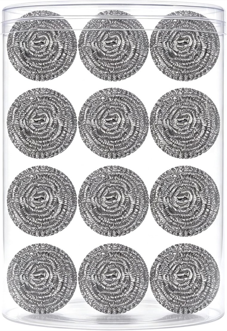 12Pcs Steel Wool Scrubber Pads for Cleaning Dishes, Pans, Pots, Ovens, Grills,
