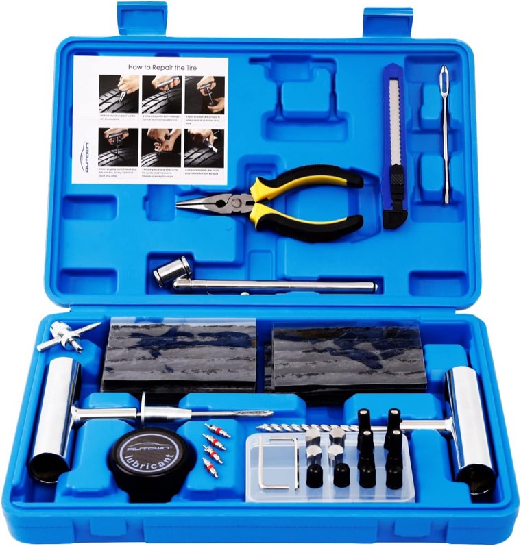 AUTOWN Flat Tire Repair Kit 68pcs, Heavy Duty Tire Plug Kit