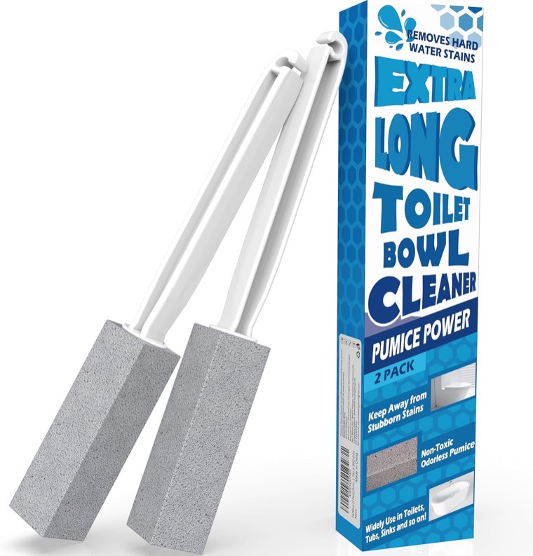 Pumice Stone for Toilet Cleaning, Extra Long Handle, 2 Pack