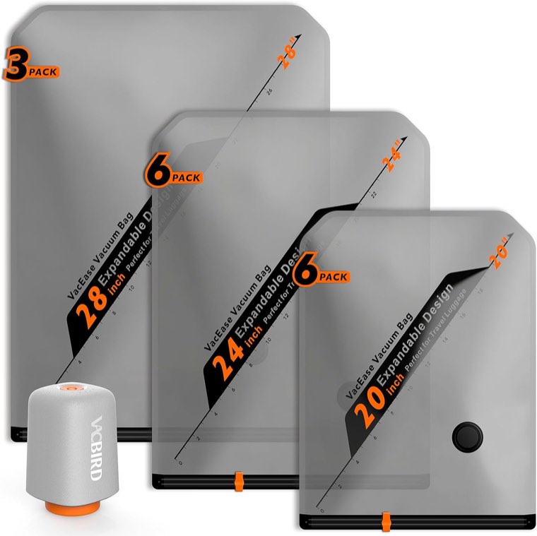 Vacbird Rechargeable Wireless Pump Travel Storage Bags Set